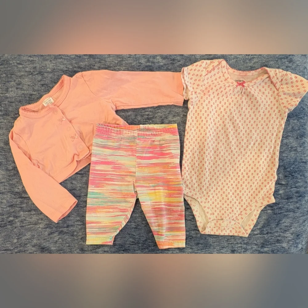Carter's 9M Pink and Multicolor Baby Outfit Set